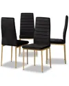 Design Studios Armand Modern Glam & Luxe Black Velvet Fabric Upholstered & Gold Finished Metal 4-pie In Black