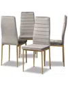 Design Studios Armand Modern Glam & Luxe Grey Velvet Fabric Upholstered & Gold Finished Metal 4-piec In Grey