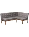 Design Studios Arvid Modern 2pc Wood Dining Corner Sofa Bench