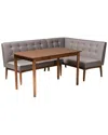Design Studios Arvid Modern 3pc Wood Dining Nook Set
