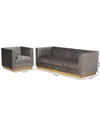 Design Studios Aveline Velvet Brushed 2pc Living Room Set