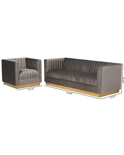 Design Studios Aveline Velvet Brushed 2pc Living Room Set