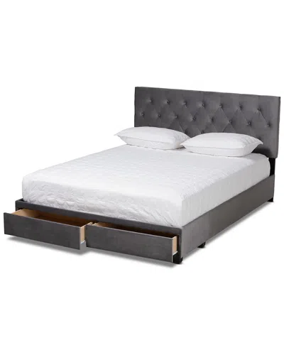 Design Studios Caronia Velvet 2-drawer King Size Platform Storage Bed