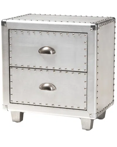 Design Studios Davet French Silver Metal 2-drawer Nightstand