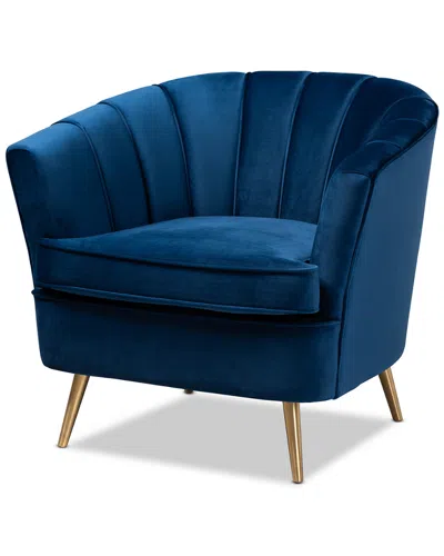 Design Studios Dnu  Emeline Glam And Luxe Navy Blue Velvet Accent Chair