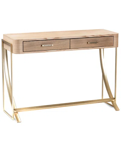 Design Studios Dnu  Lafoy Natural Brown Finished Wood And Gold Finished 2-drawer Console Table