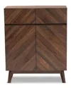 Design Studios Hartman Mid-century Modern Walnut Brown Finished Wood Shoe Cabinet In Brown
