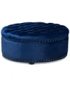 Design Studios Iglehart Royal Blue Velvet Tufted Cocktail Ottoman
