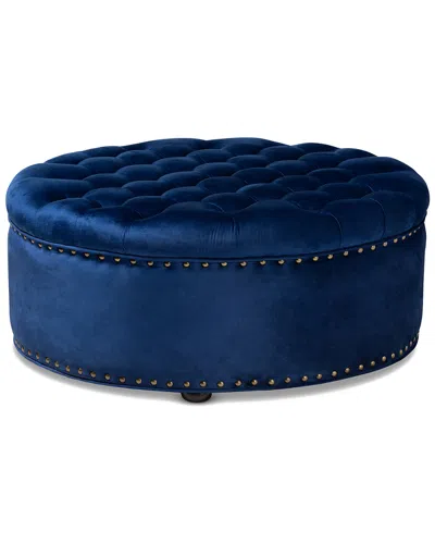 Design Studios Iglehart Royal Blue Velvet Tufted Cocktail Ottoman