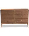 Design Studios Landis Mid-century Modern Ash Walnut Finished Wood 6-drawer Dresser In Brown