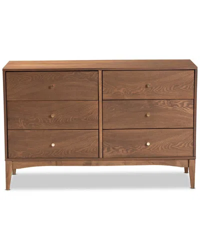 Design Studios Landis Mid-century Modern Ash Walnut Finished Wood 6-drawer Dresser In Brown