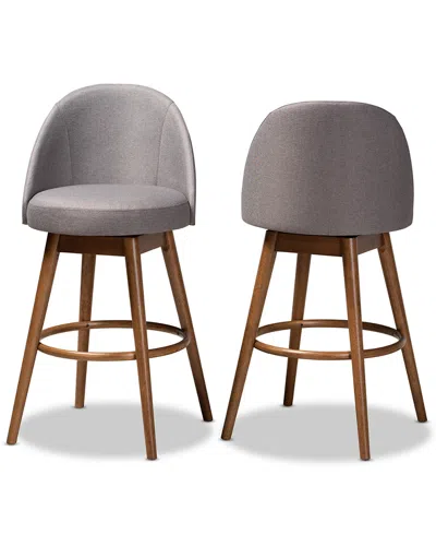 DESIGN STUDIOS DESIGN STUDIOS SET OF 2 CARRA MID-CENTURY MODERN SWIVEL BAR STOOLS
