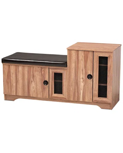 Design Studios Valina Upholstered 2-door Wood Shoe Storage Bench