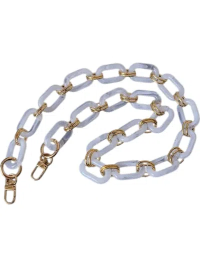 Designed For Joy Acrylic Chain Handbag Strap In White/gold In Multi