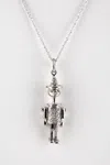 DESIGNER 18KT WHITE GOLD DIAMOND STICK MAN 15" PENDANT NECKLACE