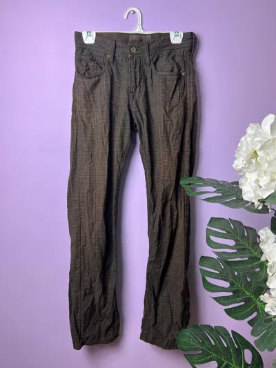 Pre-owned Designer Back Number Plaid Checkered Pants In Brown