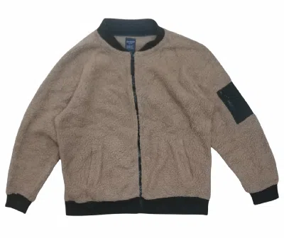 Pre-owned Designer Back Number Sherpa Bomber Styles Jacket In Brown