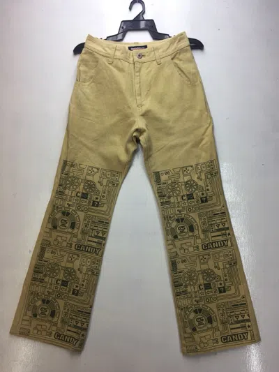 Pre-owned Designer Candy Stripper Pop Art Hysteric Glamour Inspired Flare Pants In Brown