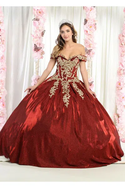 Pre-owned Designer Dress For Quinceañera In Burgundy/gold