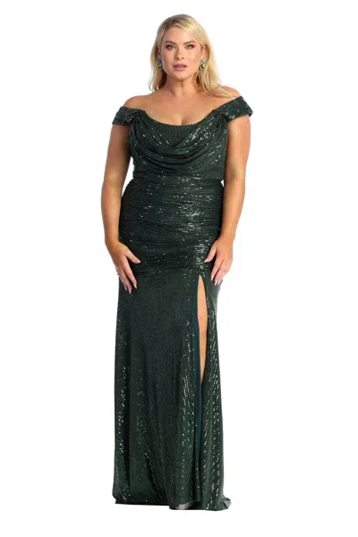 Pre-owned Designer Formal Gown Plus Size In Hunter Green