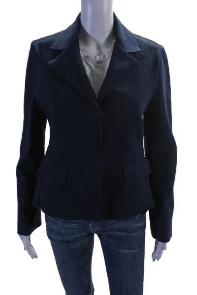 Designer High Sport Womens Navy Blue Cotton Blend Pockets Remita Blazer Jacket In Multi