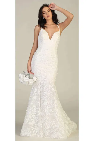 Pre-owned Designer Ivory Floral Mermaid Wedding Gown