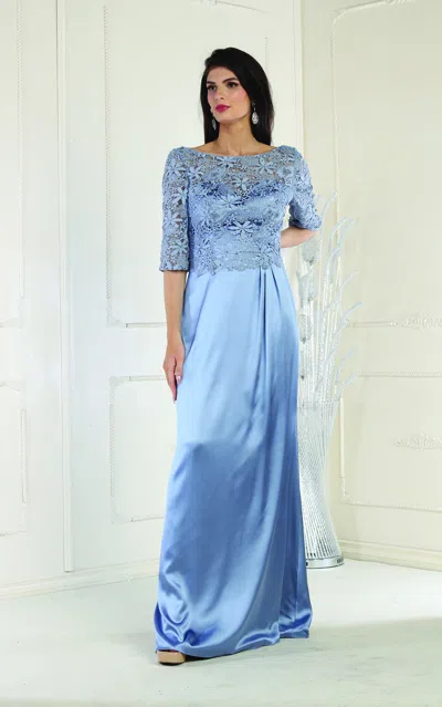 Pre-owned Designer May Queen Mq1969 Embroidered Mother Of The Bride Dress In Dusty Blue, Mauve, Sage.