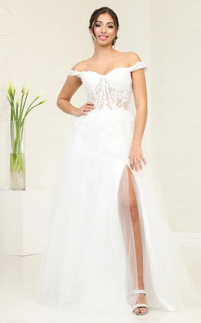 Pre-owned Designer May Queen Mq2053b Ivory High Slit Sweetheart Wedding Gown