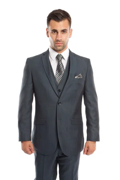Pre-owned Designer Men's Suit For Prom In Gray