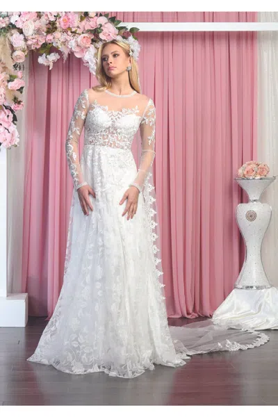 Pre-owned Designer Modest Lace A-line Wedding Dress In Ivory