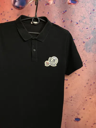 Pre-owned Designer Moncler Maglia Luxury Polo Tee In Black