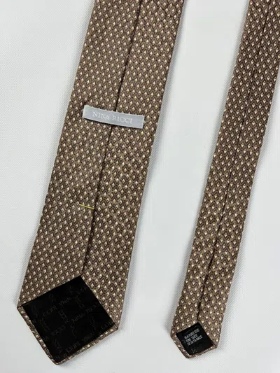 Pre-owned Designer Nina Ricci Tie 100% Silk Made In France Cravatte In Brown/white