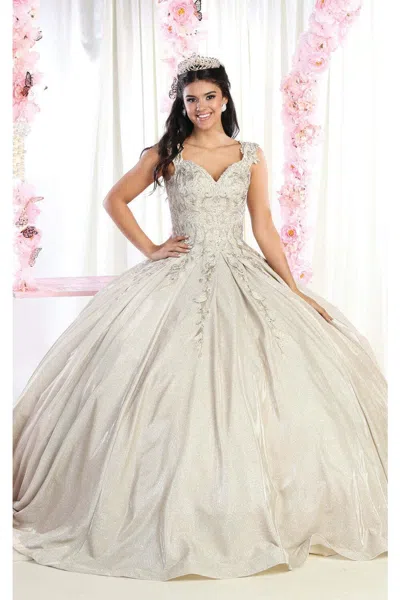 Pre-owned Designer Off The Shoulder Quinceanera Dress In Champagne