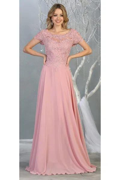 Pre-owned Designer Short Sleeve Mother Of The Bride Dress In Dusty Rose