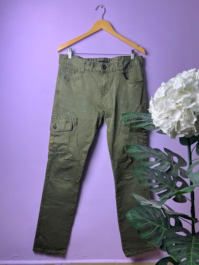 Pre-owned Designer Sun Faded Adorable Tactical Cargo Pants In Army Green