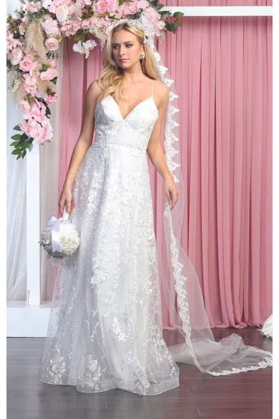 Pre-owned Designer V-neckline Wedding Gown In White