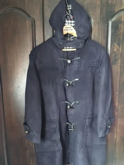 Pre-owned Designer Vintage 80's Burberry Wool Jacket Made In England In Black