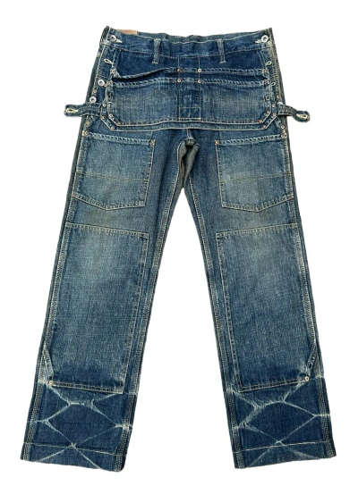 Pre-owned Designer Vintage Medical Branch Japan Heavy Denim Dirty Work Jeans In Blue