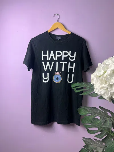 Pre-owned Designer Vintage Pearly Gates Happy With You Tees In Black