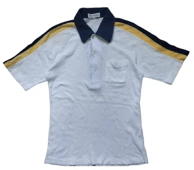 Pre-owned Designer Vintage Single Stitch Mr Boden Side Stripe Polos In White