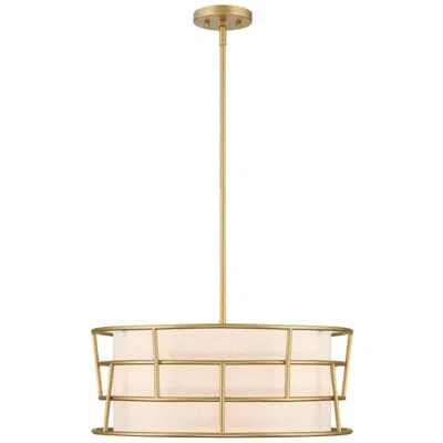 Designer's Fountain Aria Falls 60 Watt 3-light Golden Mist Drum Pendant With Fabric Shade