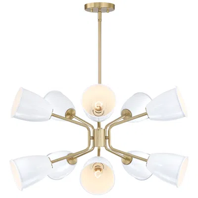 Designer's Fountain Biba 28.5 In. 10-light Brushed Gold Modern Chandelier With Metal Shades