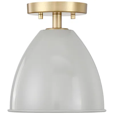 Designer's Fountain Biba 8.25 In. 1-light Brushed Gold Modern Semi Flush Mount With Shades In White