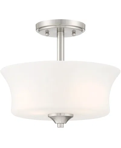 Designer's Fountain Bronson 12" Metal 2 Light Semi Flush In Brushed Nickel