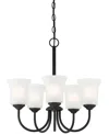 Designer's Fountain Bronson 20.25" Metal 5 Light Chandelier In Matte Black