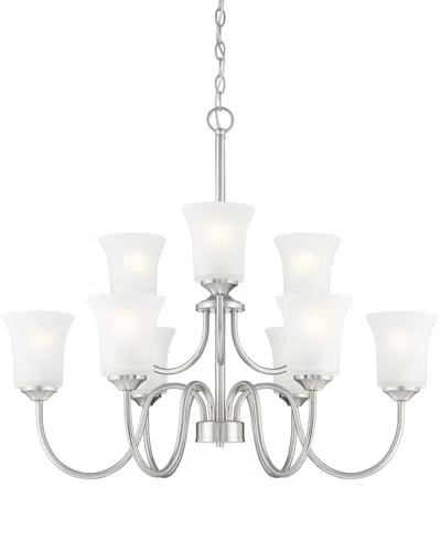 Designer's Fountain Bronson 30" Metal 9 Light Chandelier In Brushed Nickel