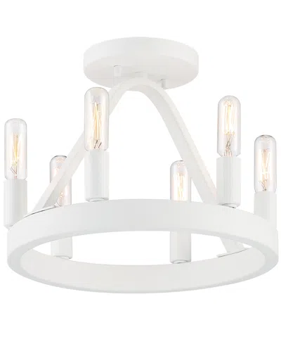 Designer's Fountain Carousel 12" Metal 6 Light Semi Flush In Matte White