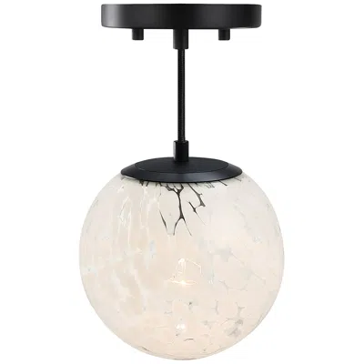 Designer's Fountain Circo 7 In. 1-light Matte Black Modern Semi-flush Mount With Glass Shade