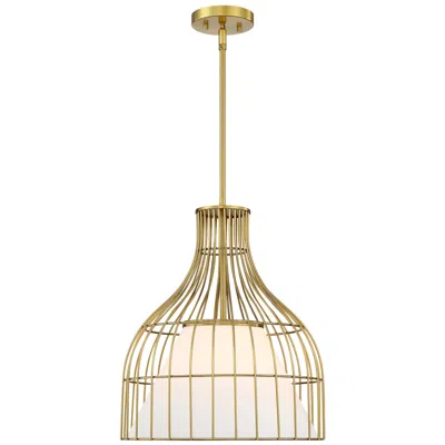 Designer's Fountain Evensong 60 Watt 1-light Brushed Gold Bell Pendant With  Glass Shade