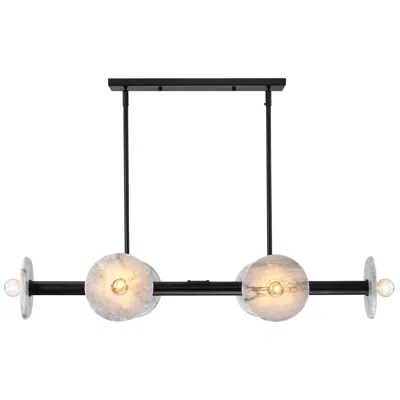 Designer's Fountain Fina 6-light Matte Black Modern Linear Chandelier For Dining Areas